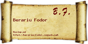 Berariu Fodor névjegykártya